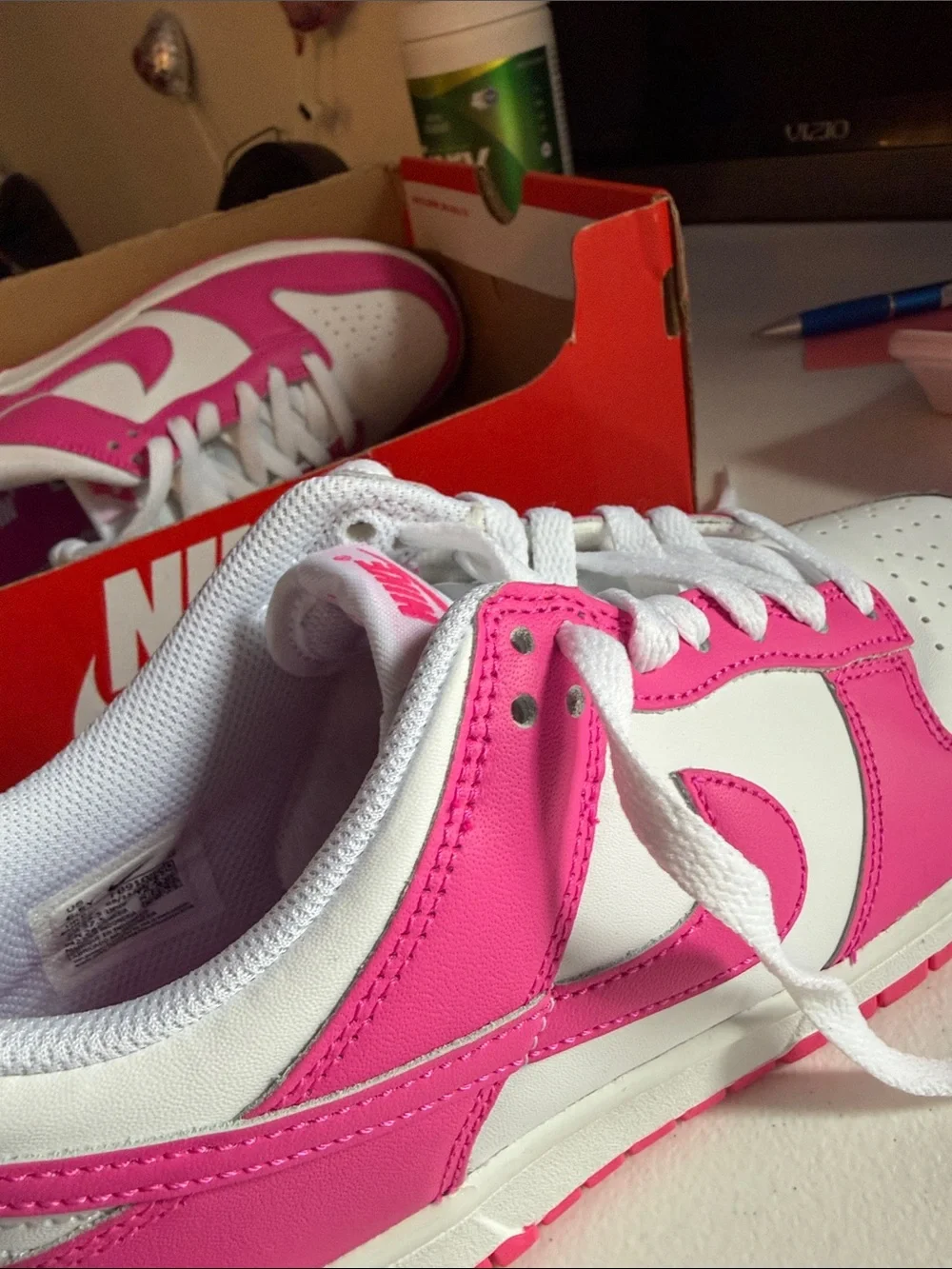 Nike Low Top Sneakers in White & Hot Pink
